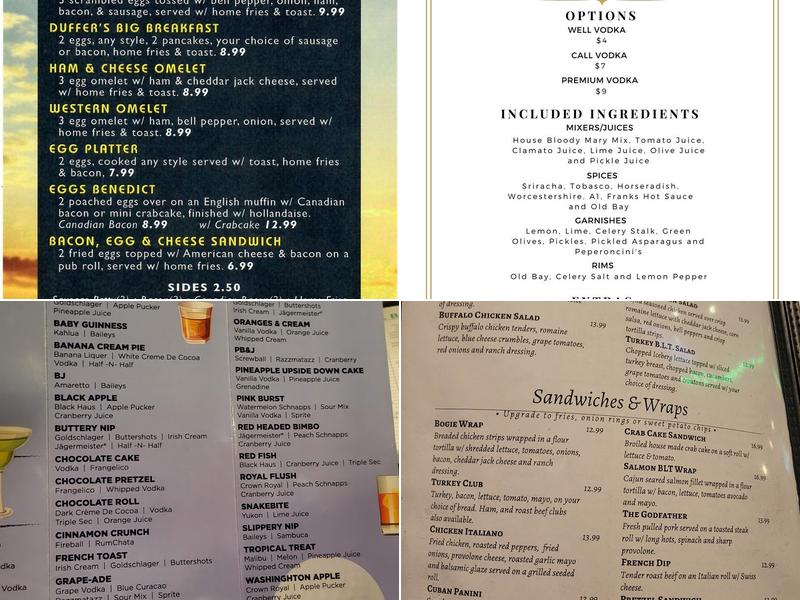 Duffer's Mill Menu