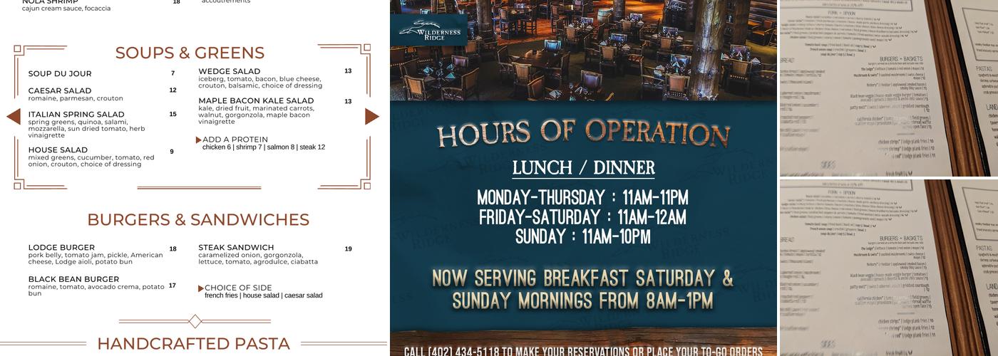 Wilderness Ridge Menu