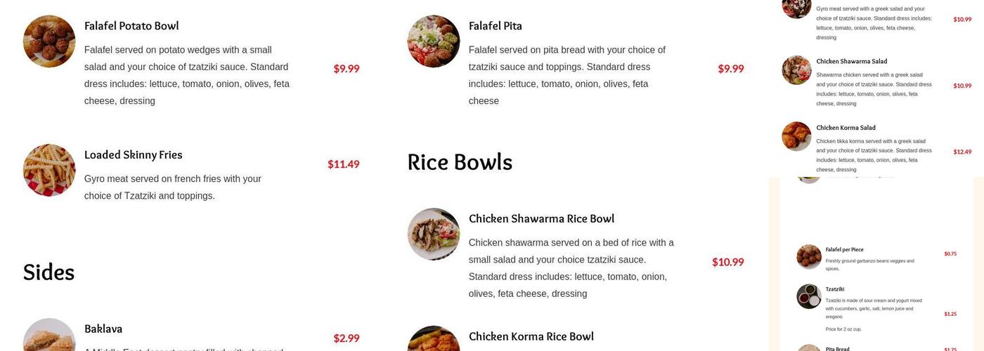 Sultan's Kite Menu