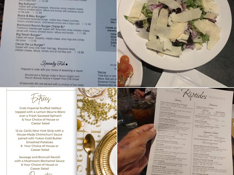 Riptides Seafood Restaurant Menu