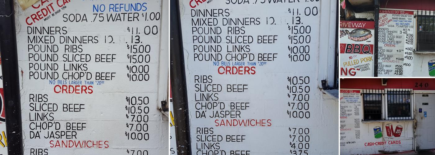 Meshack's Bar-B-Que Menu