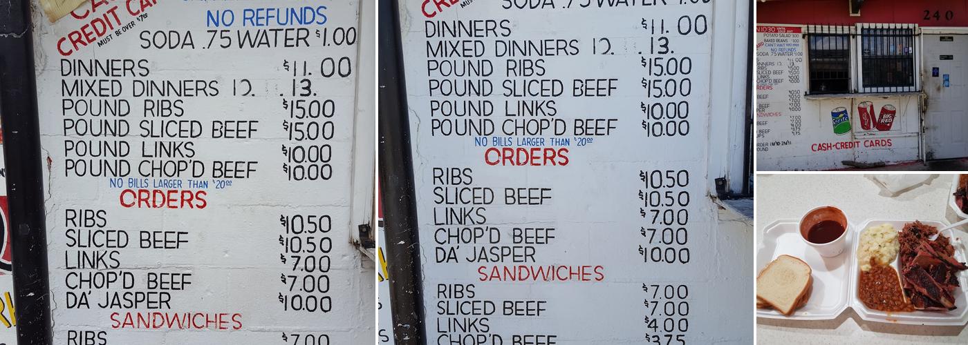 Meshack's Bar-B-Que Menu