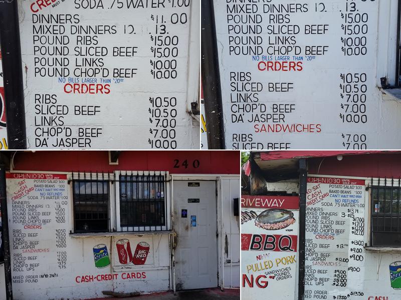 Meshack's Bar-B-Que Menu