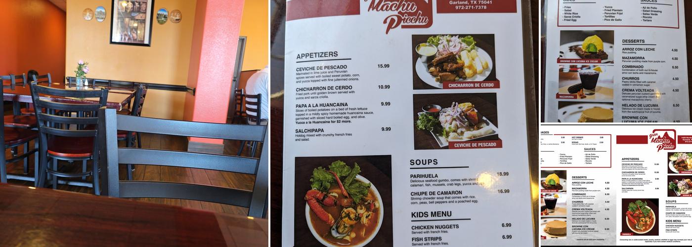 Gran Machu Picchu Menu