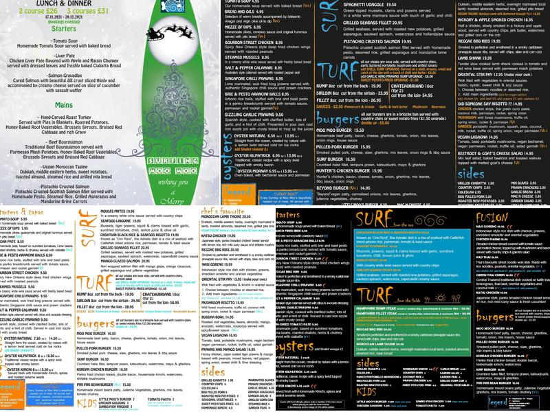 Surfing Moo Moo Menu