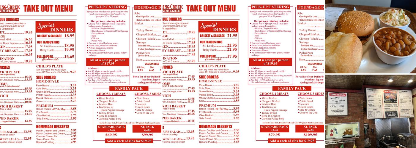 Spring Creek Barbeque Menu