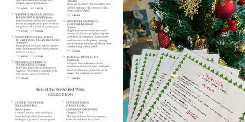 Spuntino Amesbury Menu