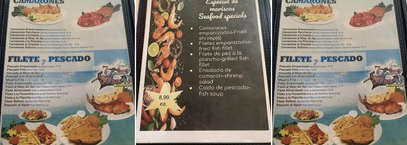 7 Mares Menu