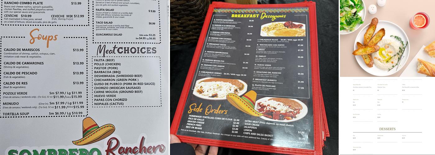 Del Rancho Menu