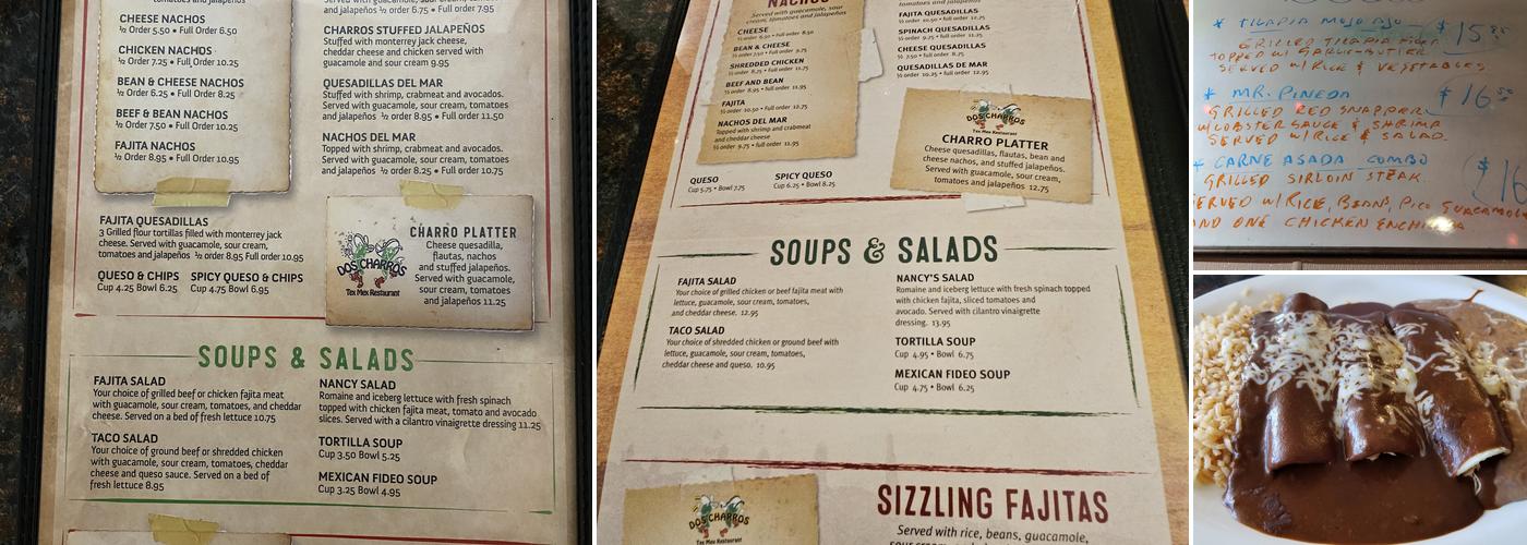 DOS Charros Restaurant Menu