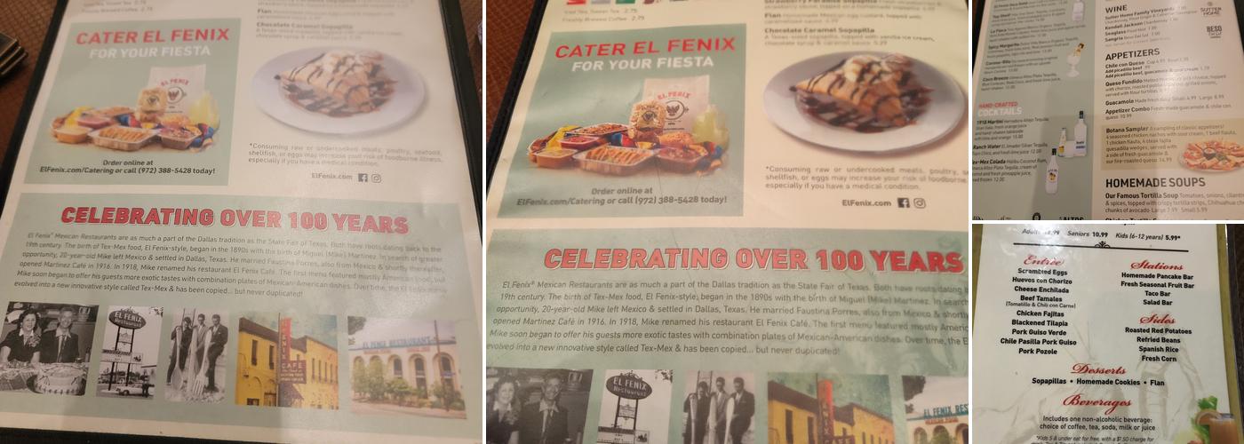 El Fenix Menu