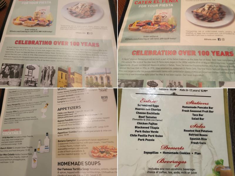 El Fenix Menu