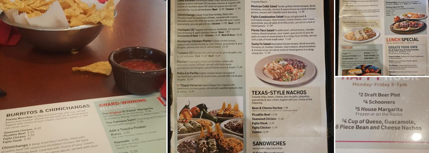 El Fenix Menu