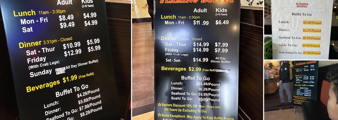 Flaming Buffet Menu
