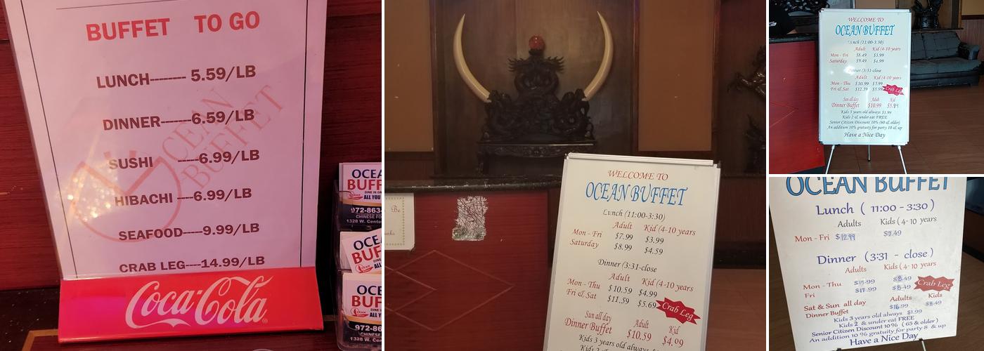 Ocean Buffet Menu