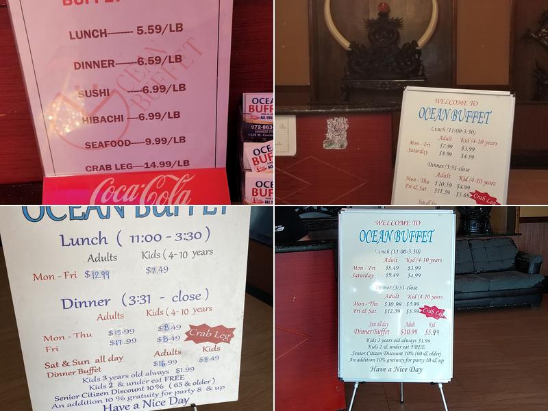 Ocean Buffet Menu