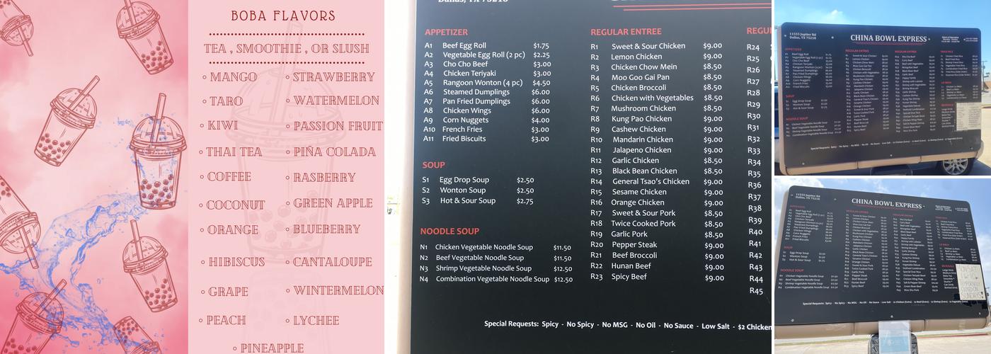 China Bowl Express Menu