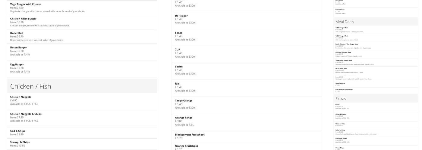 Ludgershall Grill Menu