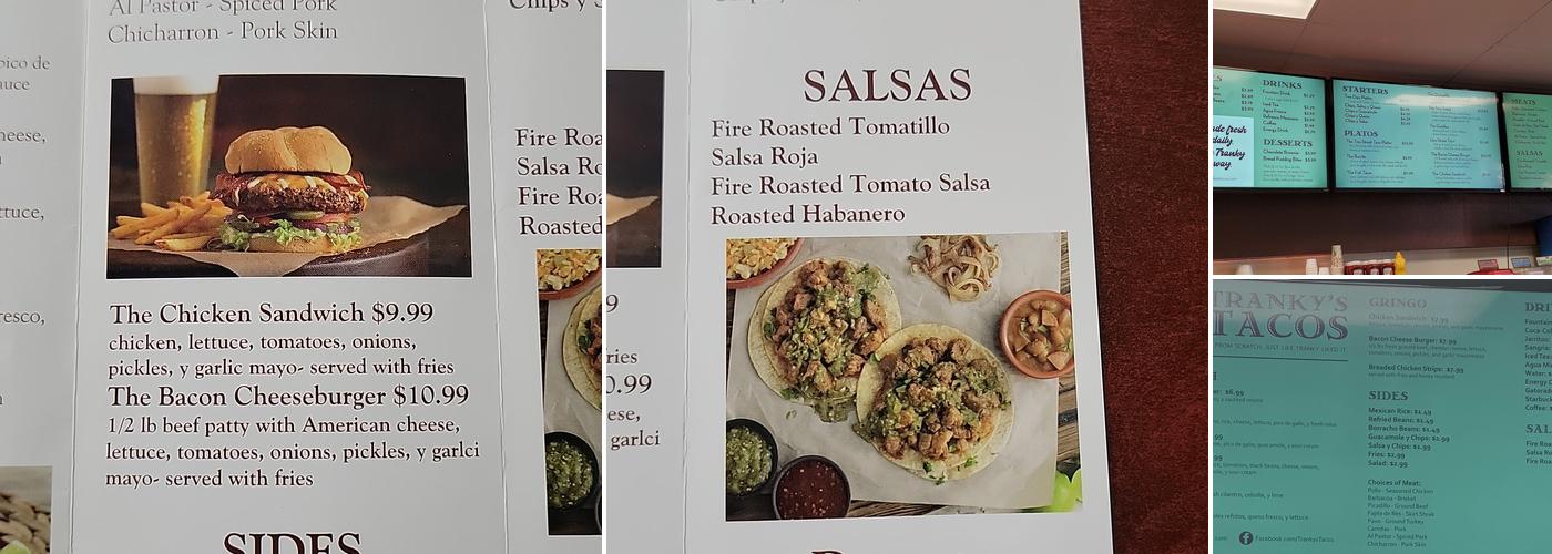 Tranky's Tacos Menu