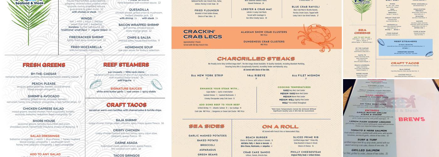 The Reef Seafood & Steak Menu