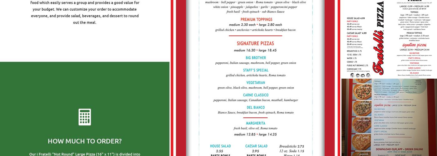 i Fratelli Pizza Las Colinas Menu