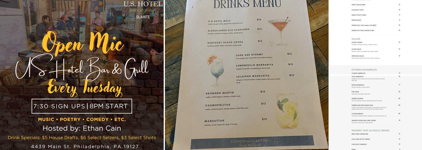 U.S. Hotel Bar & Grill Menu