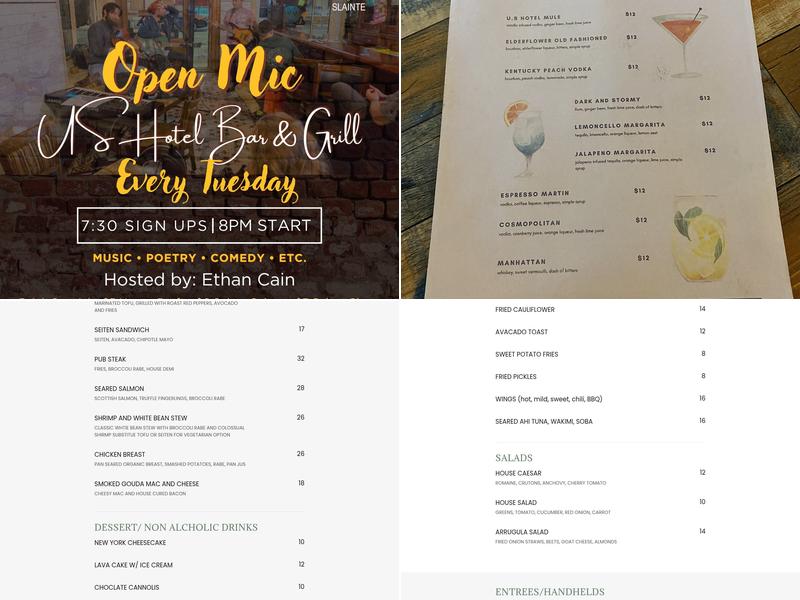U.S. Hotel Bar & Grill Menu