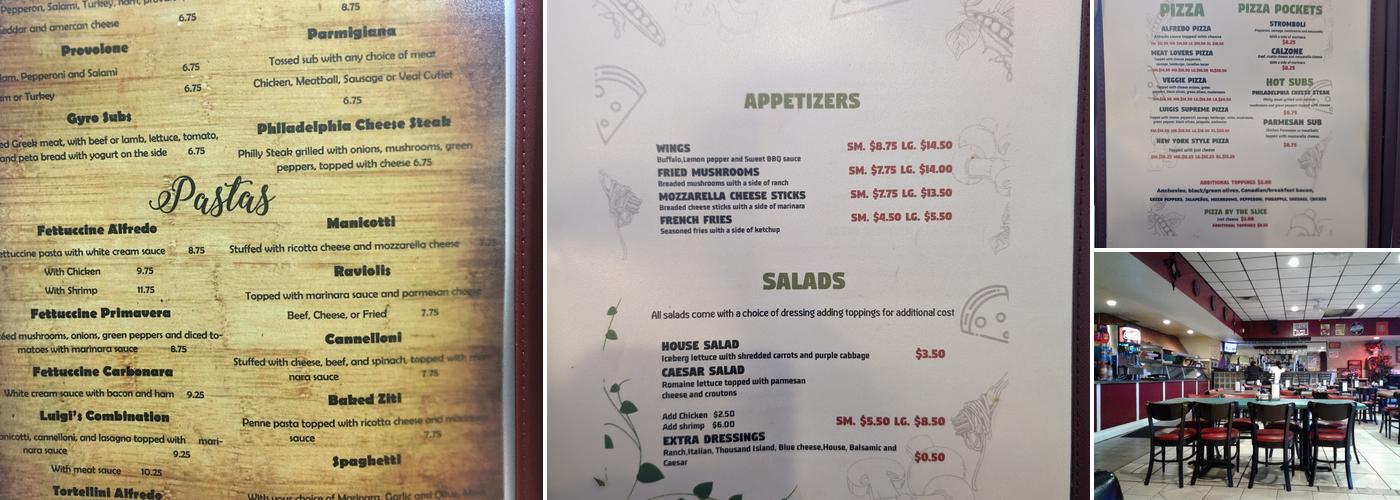 Luigi's Pasta & Pizza Menu