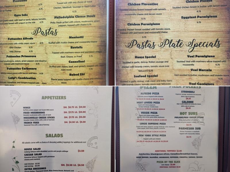 Luigi's Pasta & Pizza Menu