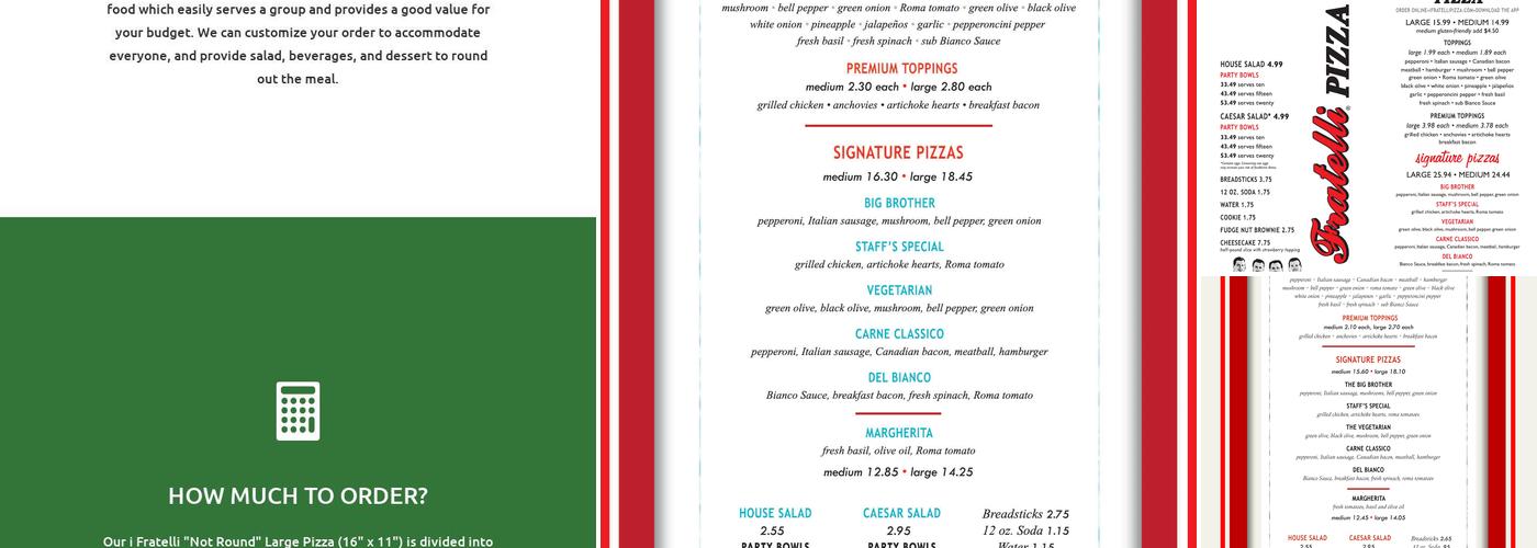 i Fratelli Pizza Menu