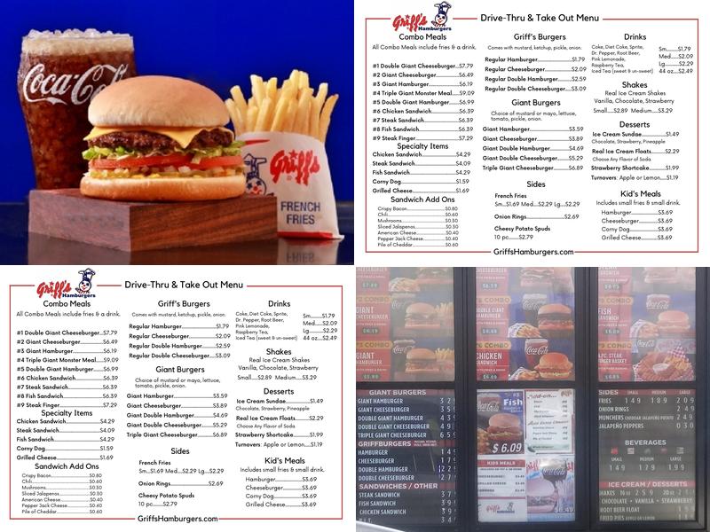 Griff's Hamburgers Menu