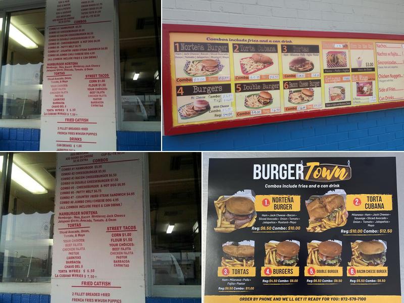 Burger Town Menu
