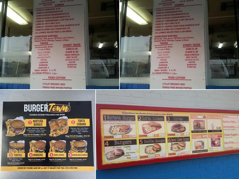 Burger Town Menu