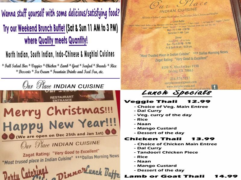Our Place Indian Cuisine Menu