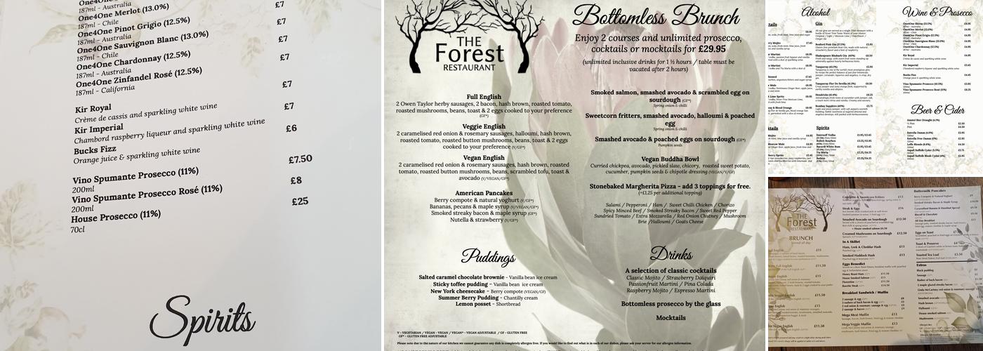 The Forest Restaurant Menu