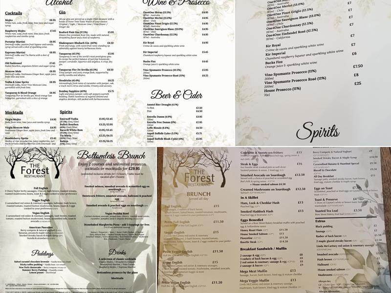 The Forest Restaurant Menu