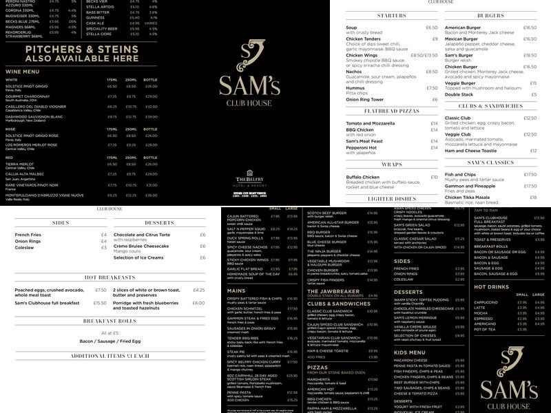 Sam's Club House Menu