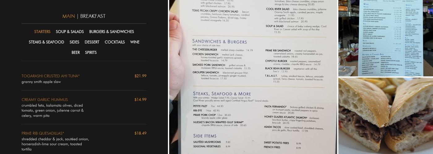 Cool River Cafe Menu