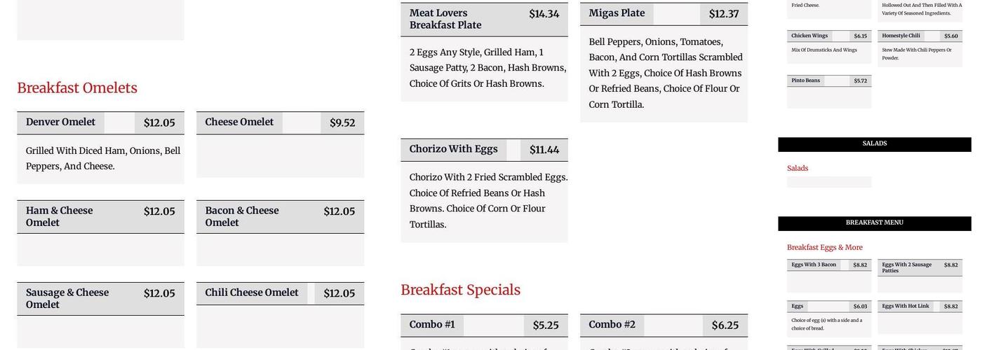Judy's Cafe #2 Menu