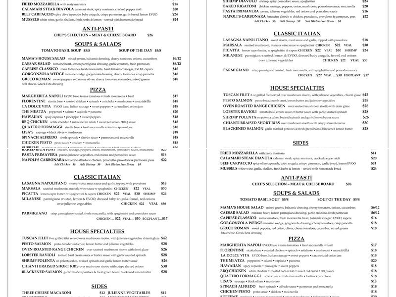 Napolis Italian Kitchen & Market Menu