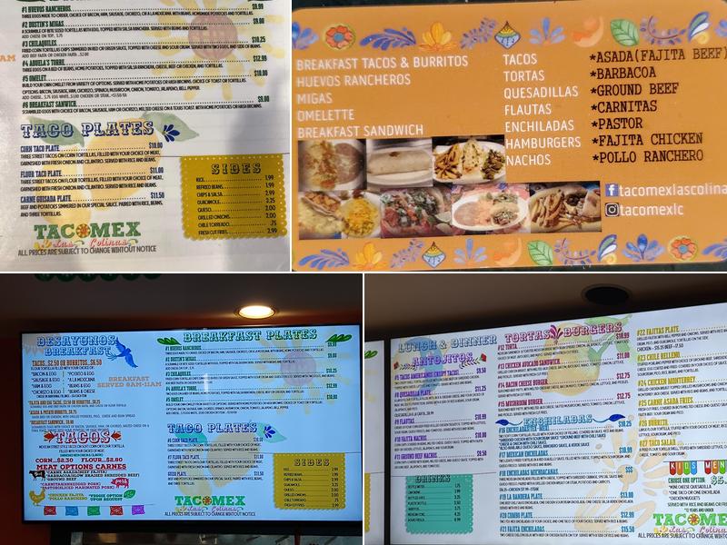 Tacomex Las Colinas Menu