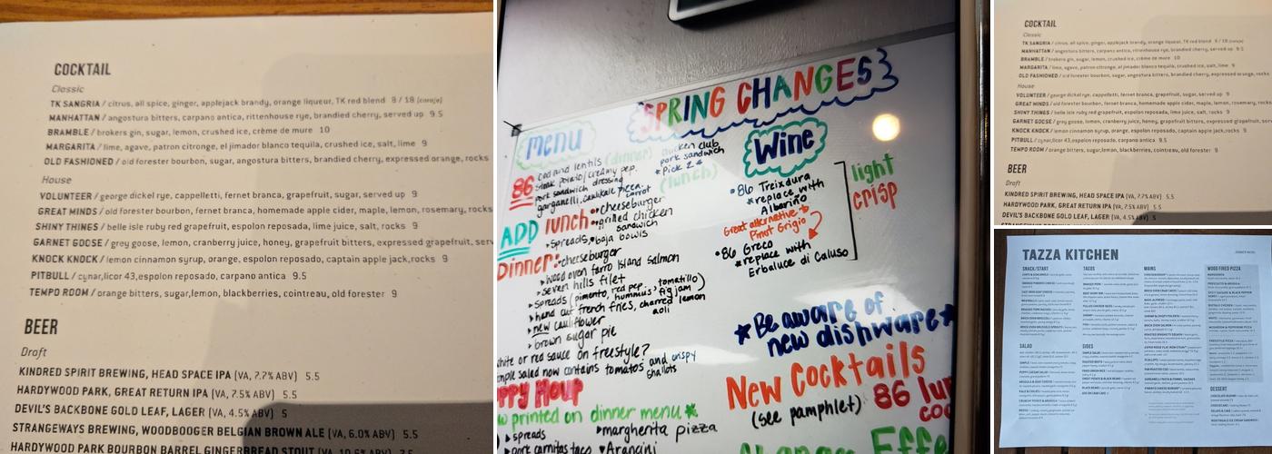 Tazza Kitchen Alverser Plaza Menu