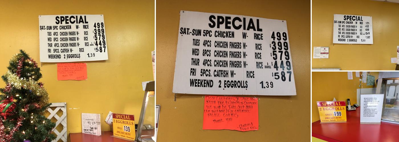 Chicken & Fried Rice Menu