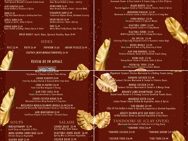 Indian Kitchen Lovash Menu