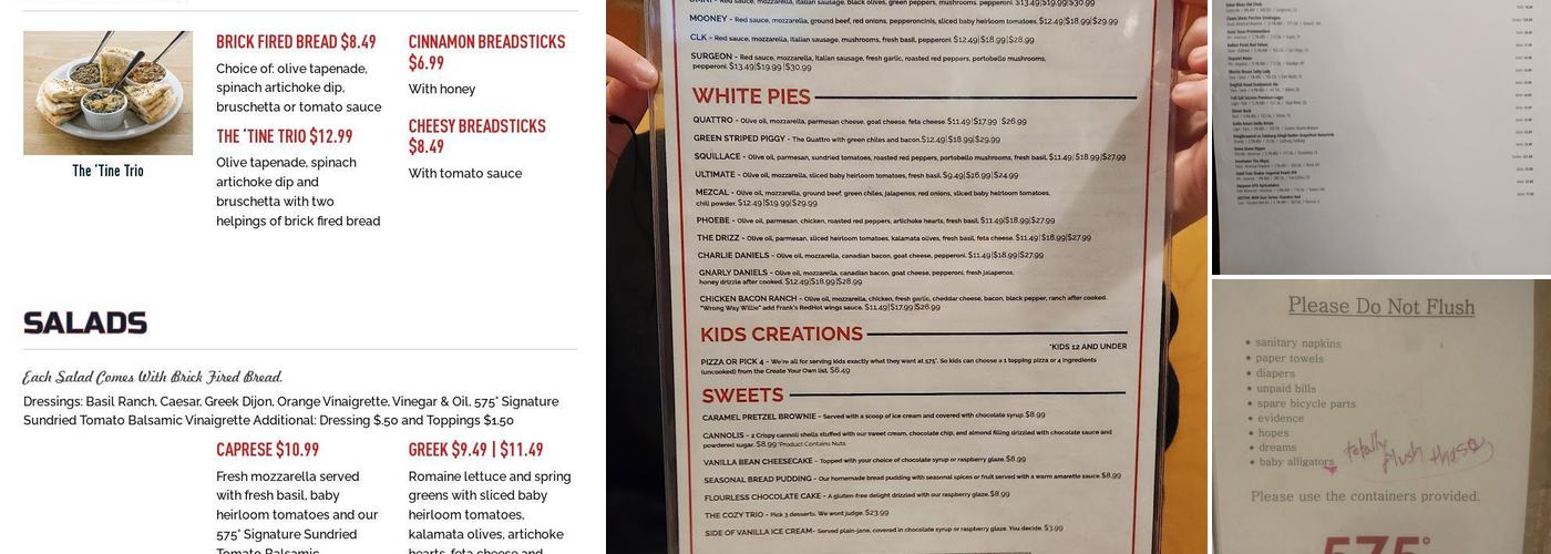 575 Pizzeria Menu