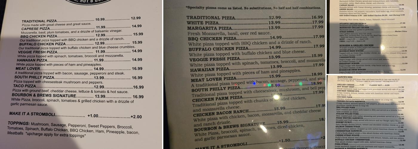 Bourbon & Brews Menu