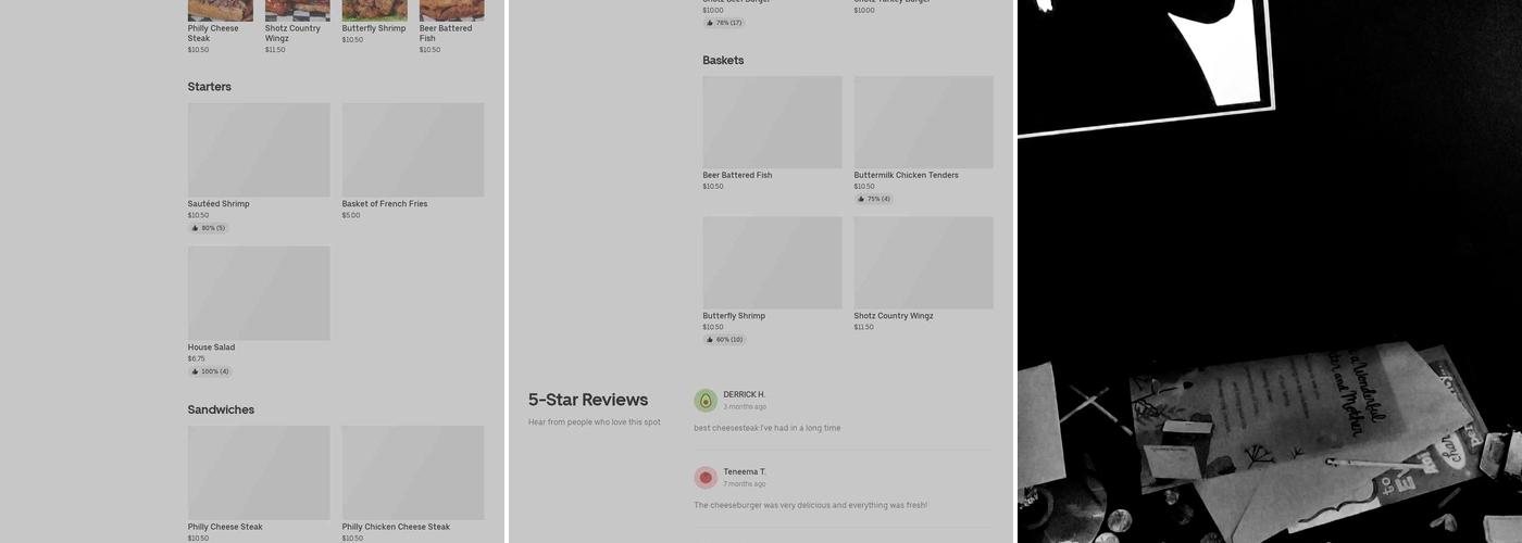 Shotz Bar & Grill Menu