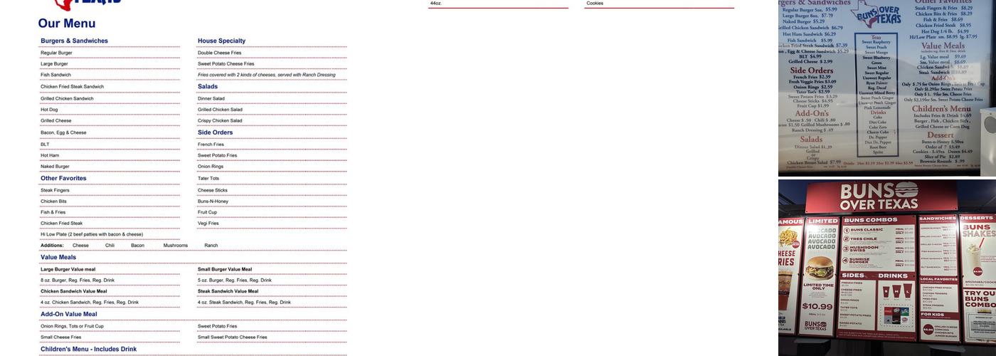 Buns Over Texas Menu