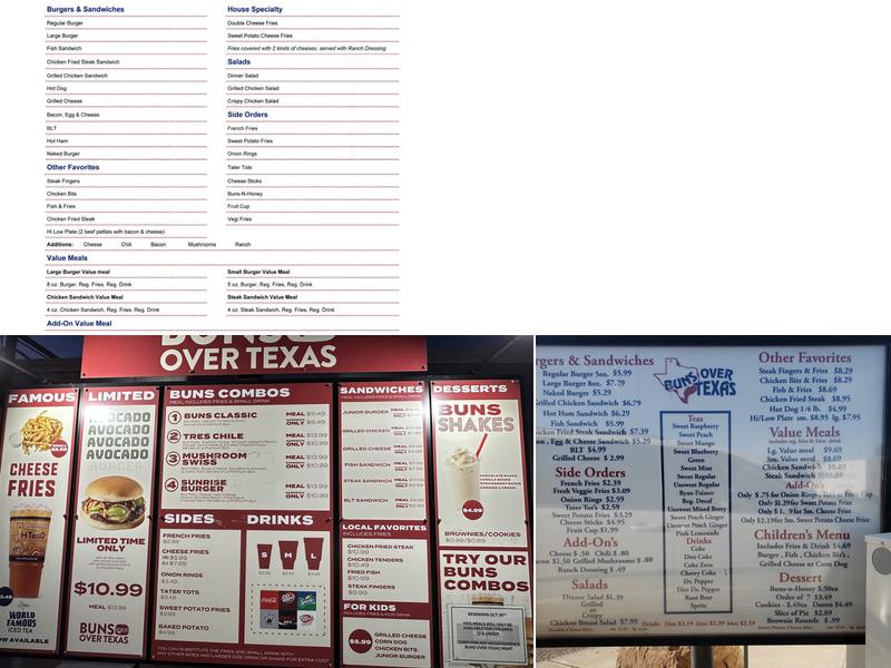 Buns Over Texas Menu