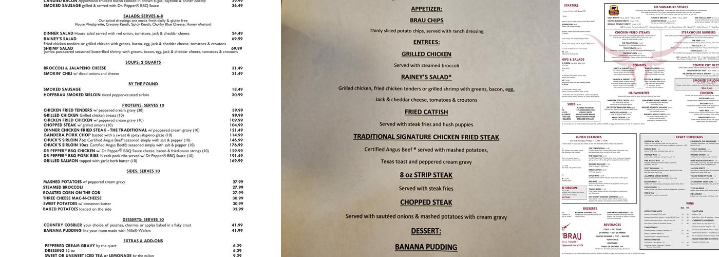 Hoffbrau Steak & Grill House Menu